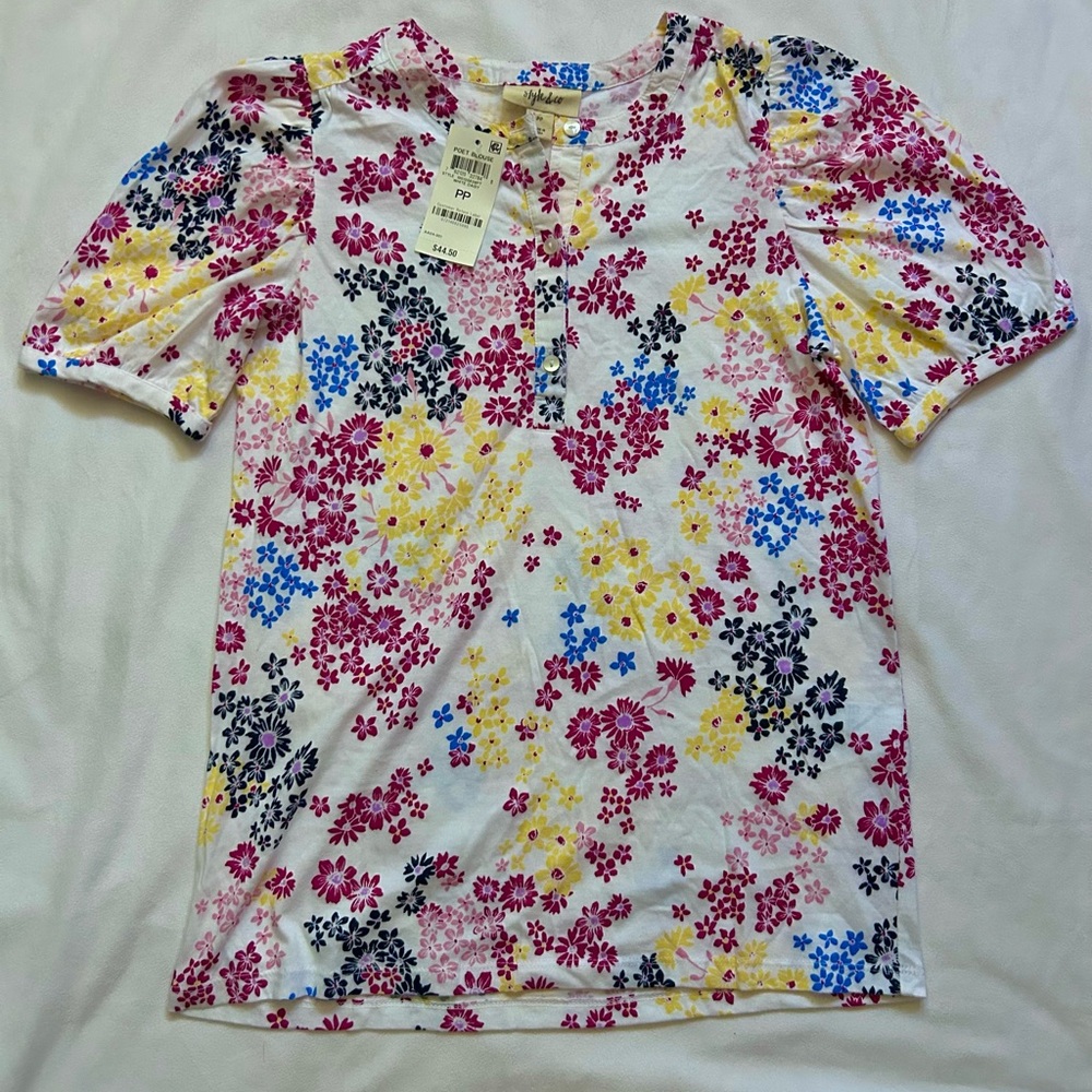 Style & Co. Pink and Yellow Floral Blouse - Picture 2 of 5